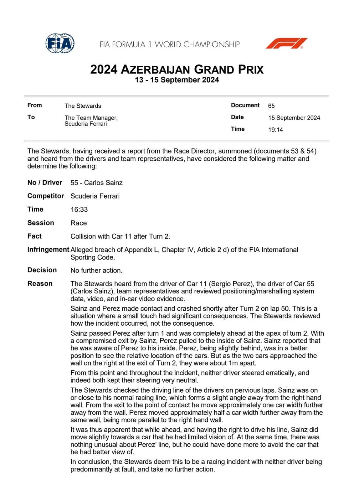 Formula 1, GP Baku 2024 Piastri vince in Azerbaijan, Leclerc 2°. Gli